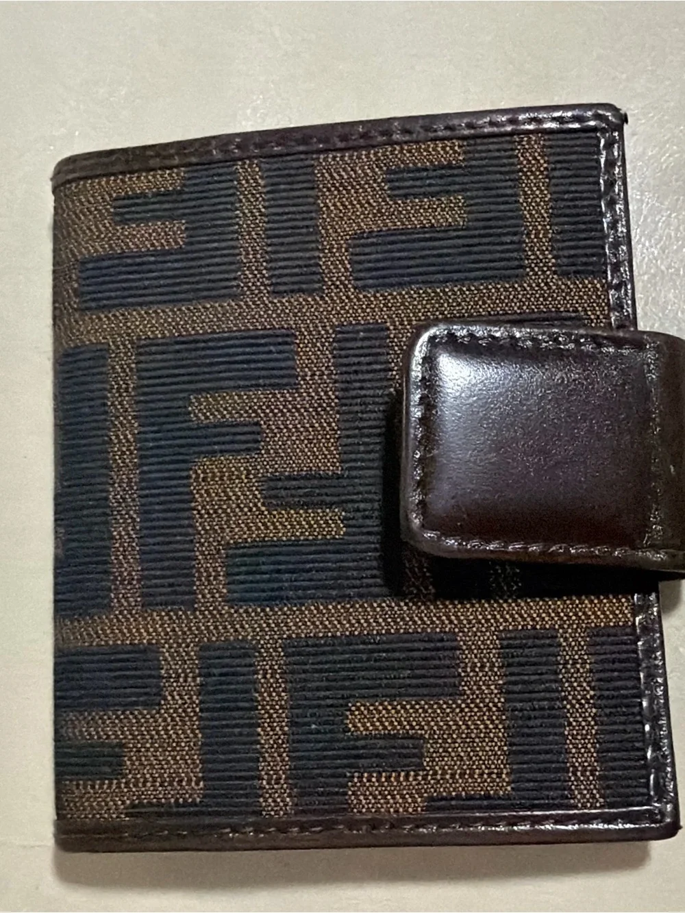 Fendi Black and Brown FF Motif Bifold cards holder authentic